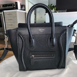 Drummed Calfskin Nano Luggage Black